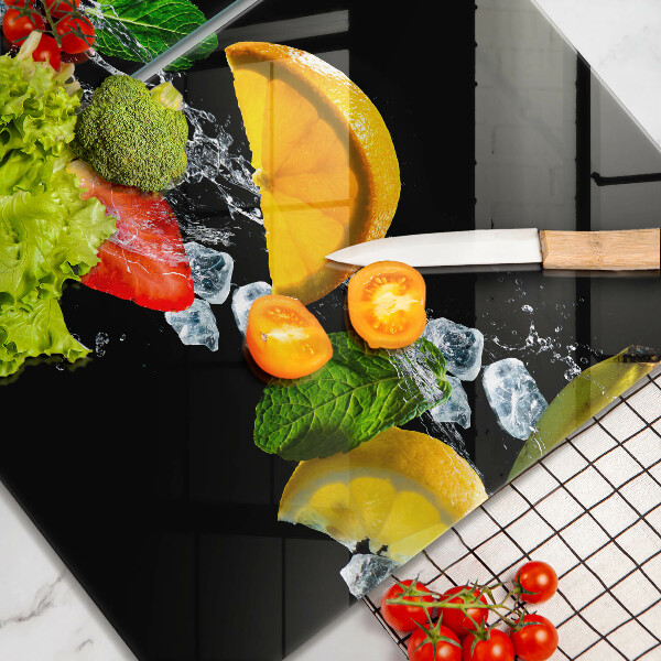 Placă sticla protectie aragaz Fructe în apă