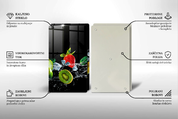 Placă sticla protectie aragaz Fructe în apă