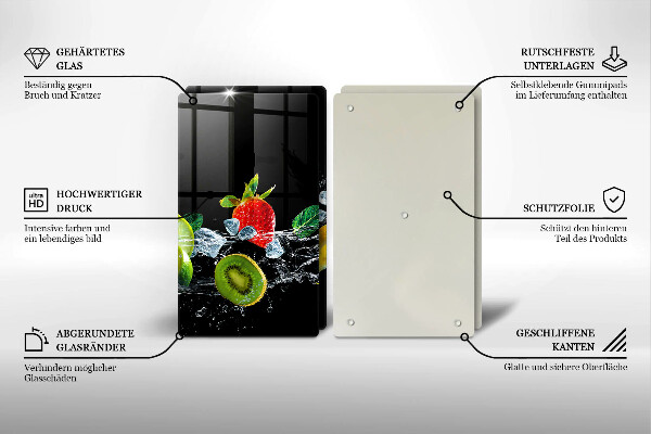 Placă sticla protectie aragaz Fructe în apă