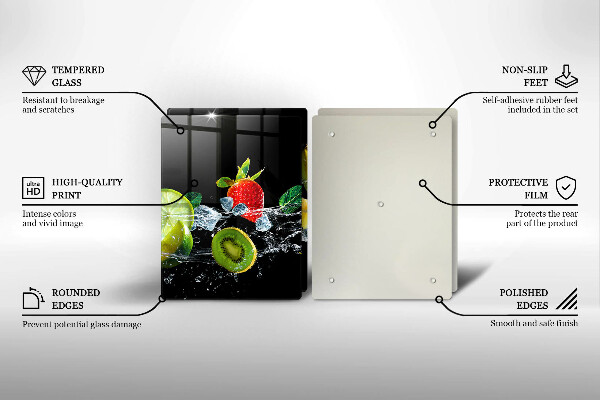 Placă sticla protectie aragaz Fructe în apă