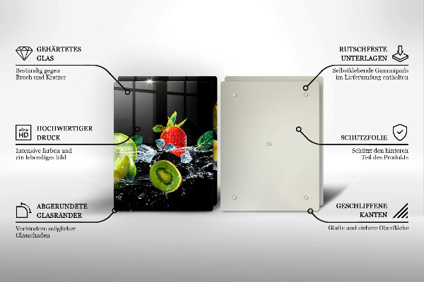 Placă sticla protectie aragaz Fructe în apă