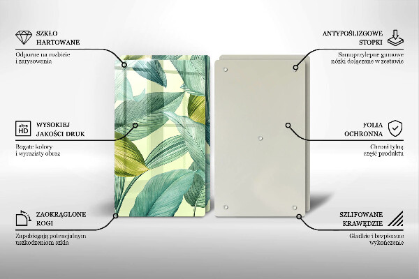 Placă sticla protectie aragaz Frunze tropicale verzi