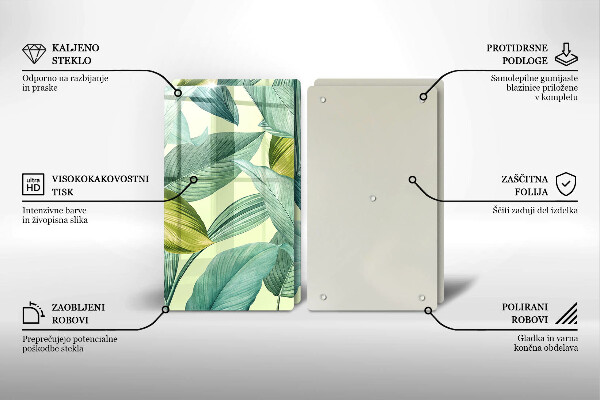 Placă sticla protectie aragaz Frunze tropicale verzi