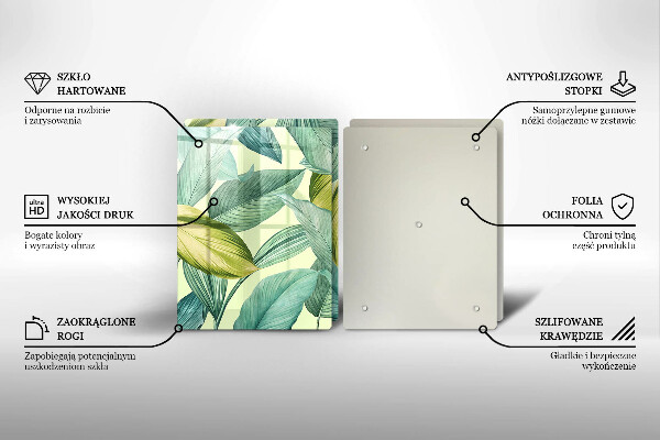 Placă sticla protectie aragaz Frunze tropicale verzi