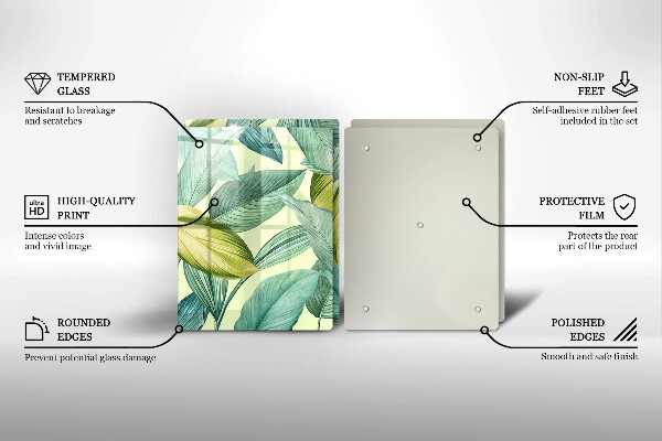 Placă sticla protectie aragaz Frunze tropicale verzi