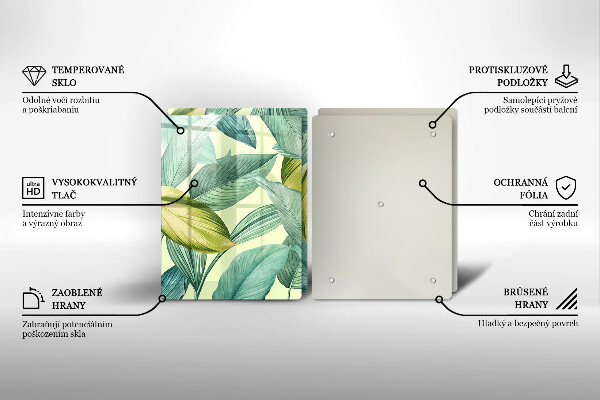 Placă sticla protectie aragaz Frunze tropicale verzi