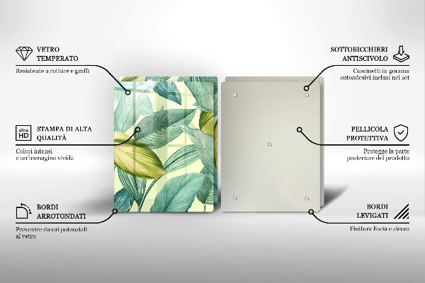 Placă sticla protectie aragaz Frunze tropicale verzi