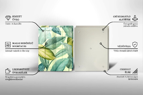 Placă sticla protectie aragaz Frunze tropicale verzi