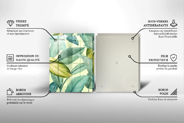 Placă sticla protectie aragaz Frunze tropicale verzi