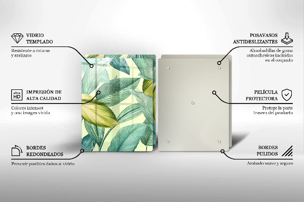 Placă sticla protectie aragaz Frunze tropicale verzi