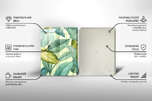 Placă sticla protectie aragaz Frunze tropicale verzi