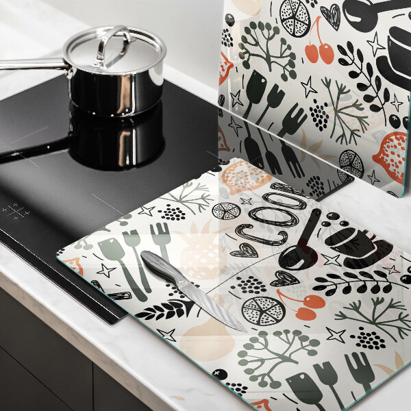 Placa din sticla protectie perete bucatarie Motiv de bucătărie din desene animate