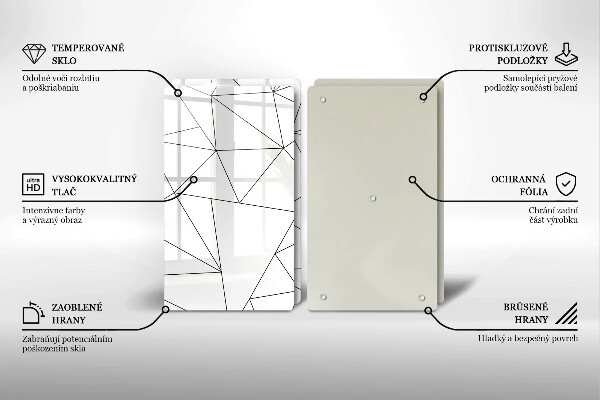 Placa din sticla protectie perete bucatarie Triunghiuri albe