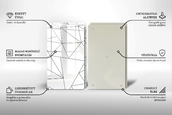 Placa din sticla protectie perete bucatarie Triunghiuri albe
