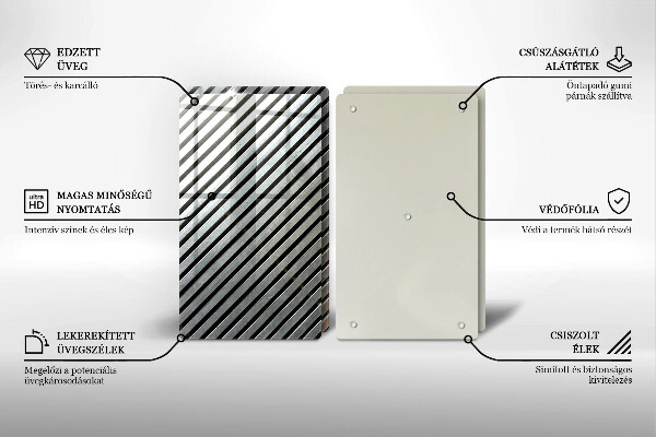 Placa din sticla protectie perete bucatarie Linii metalice