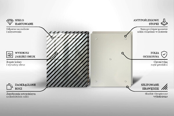 Placa din sticla protectie perete bucatarie Linii metalice