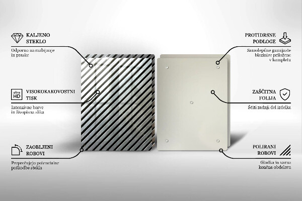 Placa din sticla protectie perete bucatarie Linii metalice