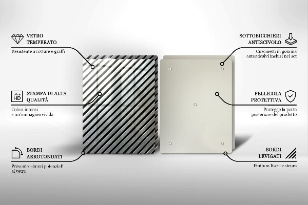 Placa din sticla protectie perete bucatarie Linii metalice