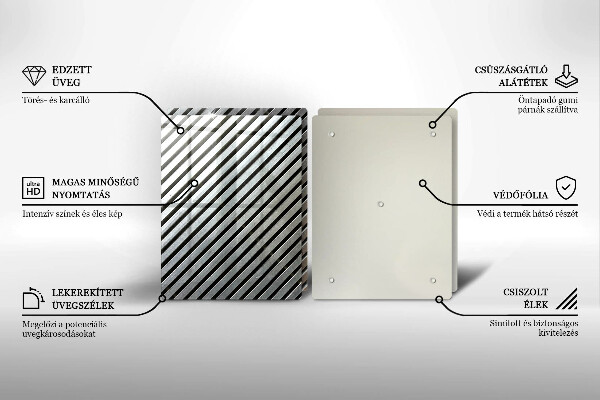 Placa din sticla protectie perete bucatarie Linii metalice