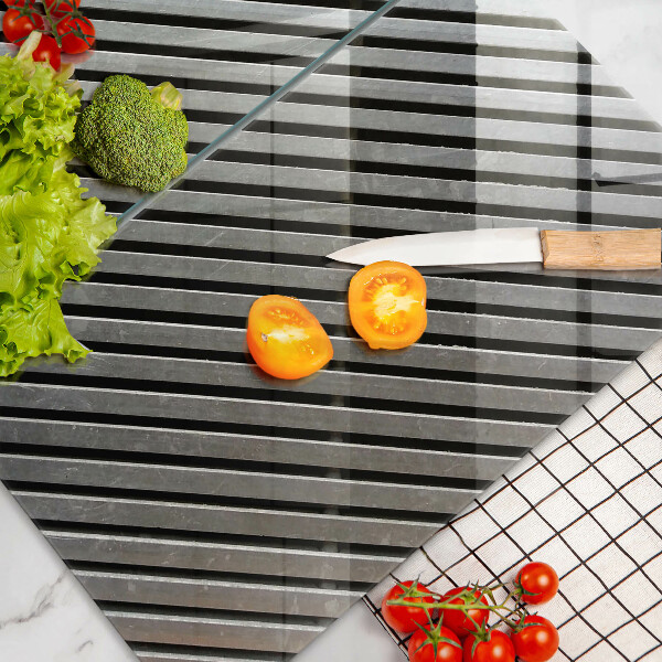 Placa din sticla protectie perete bucatarie Linii metalice