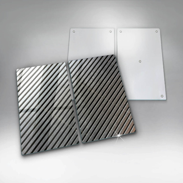 Placa din sticla protectie perete bucatarie Linii metalice