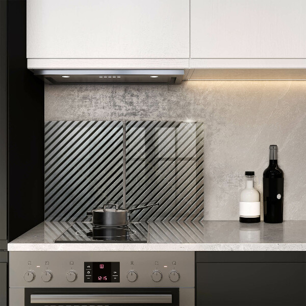 Placa din sticla protectie perete bucatarie Linii metalice