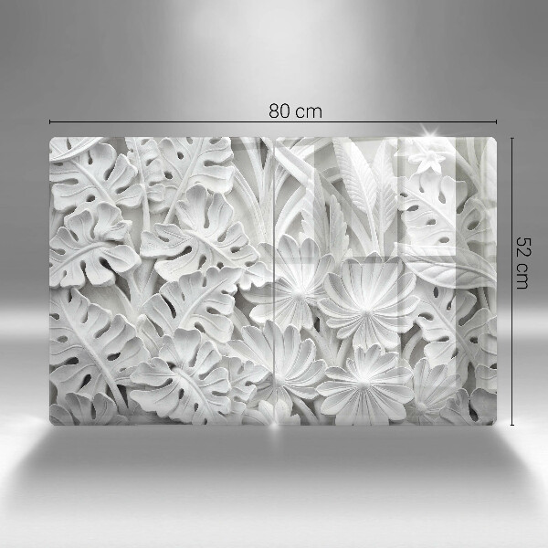 Placa din sticla protectie perete bucatarie Flori albe