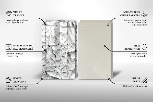 Placa din sticla protectie perete bucatarie Flori albe