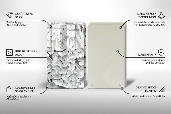 Placa din sticla protectie perete bucatarie Flori albe