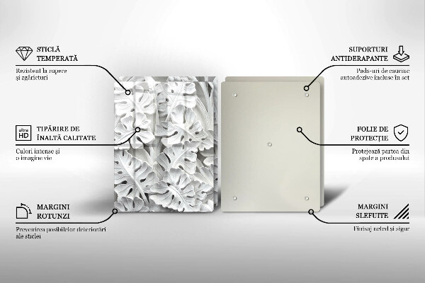 Placa din sticla protectie perete bucatarie Flori albe