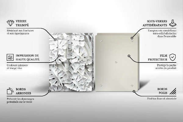 Placa din sticla protectie perete bucatarie Flori albe