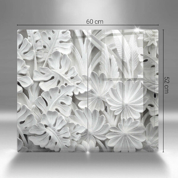 Placa din sticla protectie perete bucatarie Flori albe