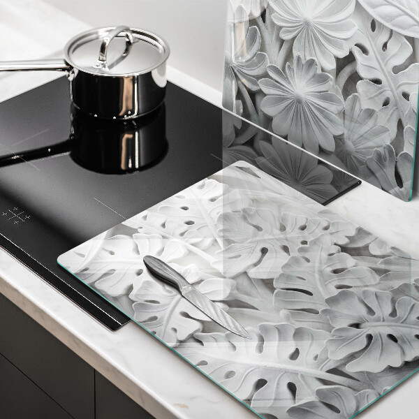Placa din sticla protectie perete bucatarie Flori albe