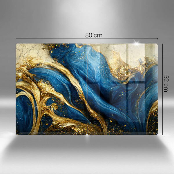 Placa din sticla protectie perete bucatarie Marmură albastră și aurie
