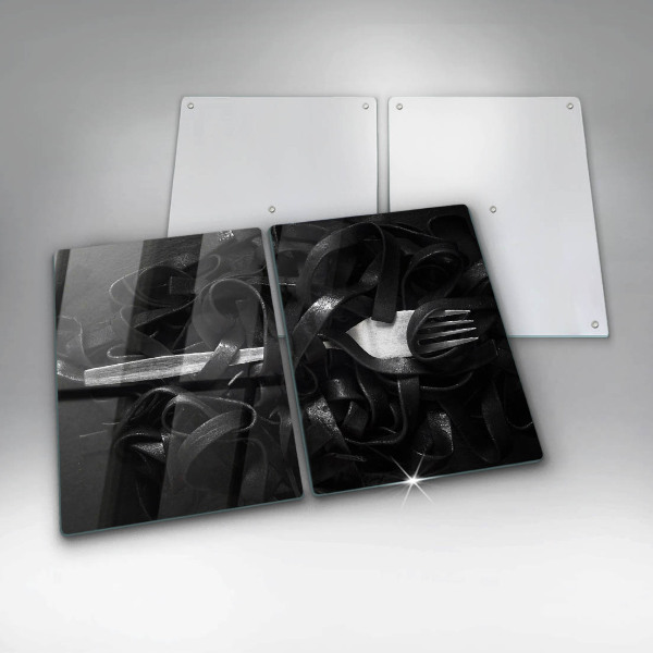 Placa din sticla protectie perete bucatarie Paste tagliatelle negre