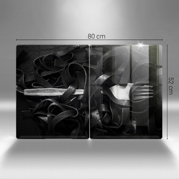 Placa din sticla protectie perete bucatarie Paste tagliatelle negre