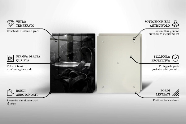 Placa din sticla protectie perete bucatarie Paste tagliatelle negre