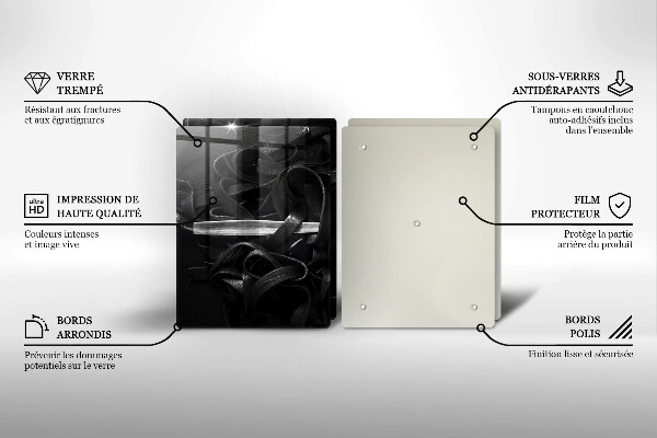 Placa din sticla protectie perete bucatarie Paste tagliatelle negre