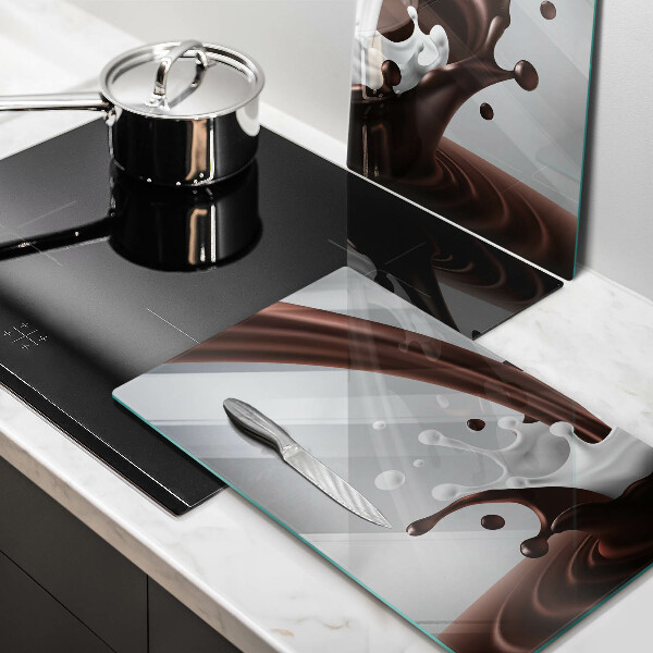 Placa din sticla protectie perete bucatarie Lapte și ciocolată