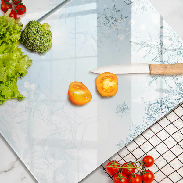 Placa din sticla protectie perete bucatarie Fulg de nea