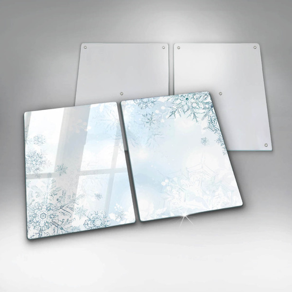 Placa din sticla protectie perete bucatarie Fulg de nea