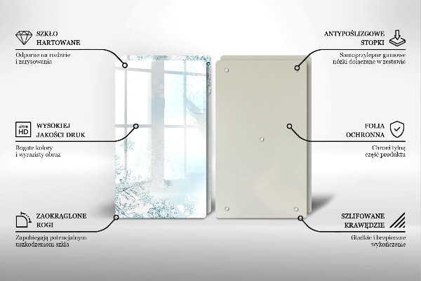 Placa din sticla protectie perete bucatarie Fulg de nea