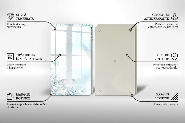 Placa din sticla protectie perete bucatarie Fulg de nea