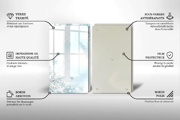 Placa din sticla protectie perete bucatarie Fulg de nea