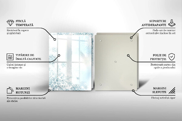 Placa din sticla protectie perete bucatarie Fulg de nea