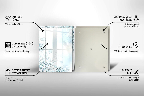 Placa din sticla protectie perete bucatarie Fulg de nea