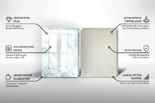 Placa din sticla protectie perete bucatarie Fulg de nea