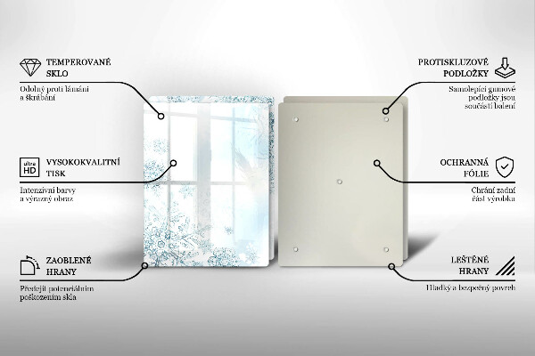 Placa din sticla protectie perete bucatarie Fulg de nea