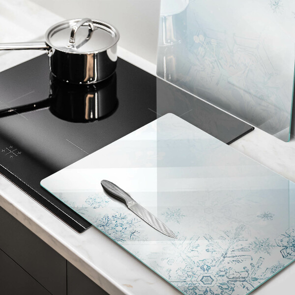 Placa din sticla protectie perete bucatarie Fulg de nea