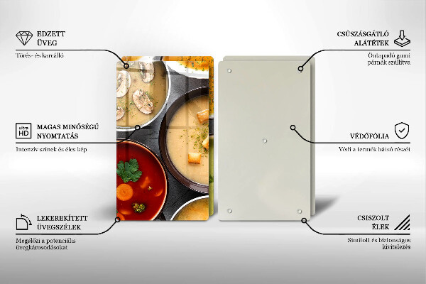 Placa din sticla protectie perete bucatarie Supe colorate